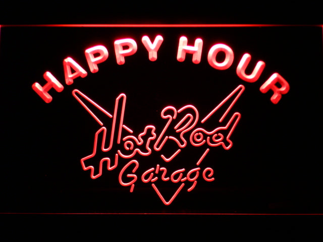 FREE Hot Rod Garage Happy Hour LED Sign - Red - TheLedHeroes