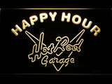 Hot Rod Garage Happy Hour LED Neon Sign Electrical - Yellow - TheLedHeroes
