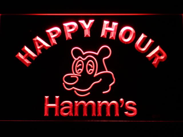 Hamm's Happy Hour LED Neon Sign USB - Red - TheLedHeroes