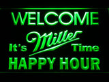 Miller It's Time Happy Hour LED Neon Sign Electrical - Green - TheLedHeroes