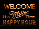 Miller It's Time Happy Hour LED Neon Sign Electrical - Orange - TheLedHeroes