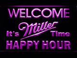 Miller It's Time Happy Hour LED Neon Sign Electrical - Purple - TheLedHeroes