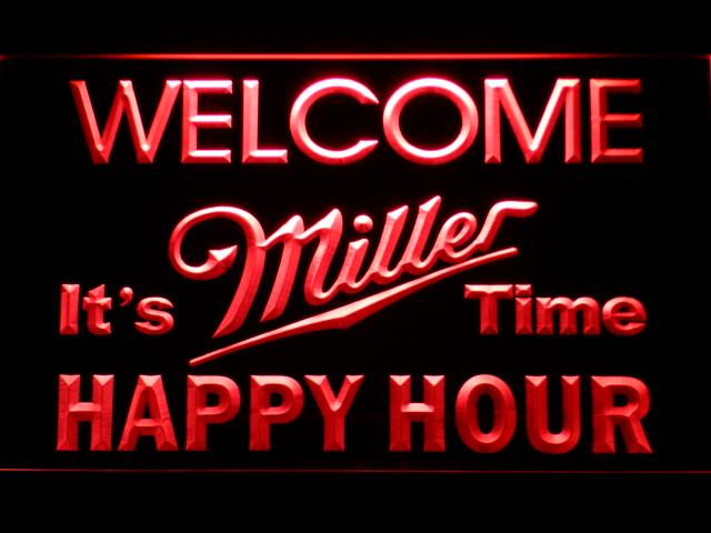 Miller It's Time Happy Hour LED Neon Sign Electrical - Red - TheLedHeroes