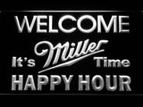 Miller It's Time Happy Hour LED Neon Sign Electrical - White - TheLedHeroes