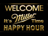 Miller It's Time Happy Hour LED Neon Sign Electrical - Yellow - TheLedHeroes