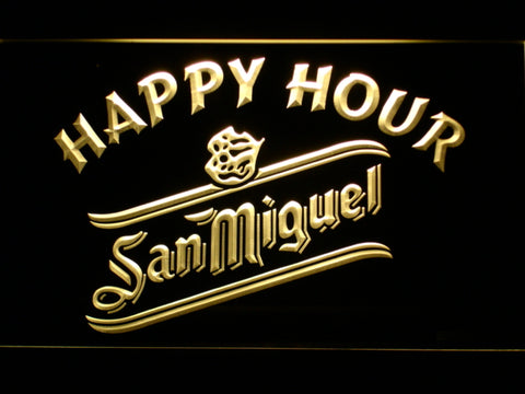 FREE San Miguel Happy Hour LED Sign - Yellow - TheLedHeroes