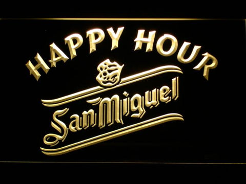 San Miguel Happy Hour LED Neon Sign USB - Yellow - TheLedHeroes
