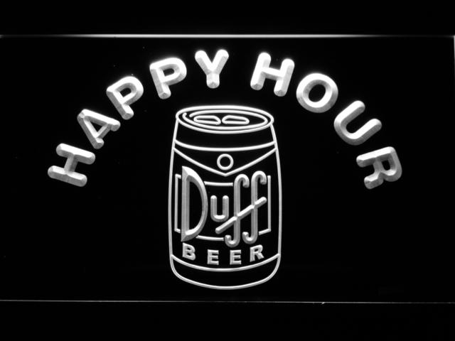 Duff Happy Hour (3) LED Neon Sign Electrical - White - TheLedHeroes