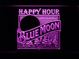 Blue Moon Happy Hour (2) LED Neon Sign Electrical - Purple - TheLedHeroes
