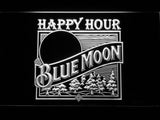 Blue Moon Happy Hour (2) LED Neon Sign Electrical - White - TheLedHeroes