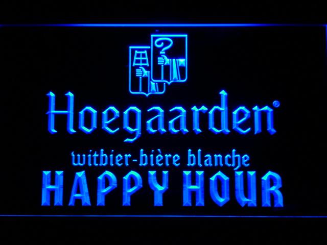 Hoegaarden Happy Hour LED Neon Sign USB - Blue - TheLedHeroes