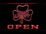 Bud Light Shamrock Open LED Neon Sign Electrical - Red - TheLedHeroes