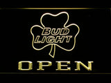Bud Light Shamrock Open LED Neon Sign USB - Yellow - TheLedHeroes
