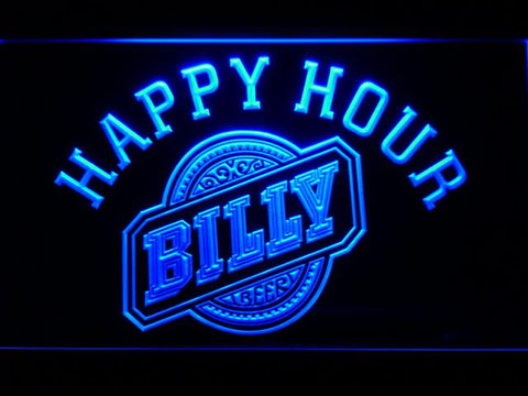 Billy Happy Hour LED Neon Sign USB - Blue - TheLedHeroes
