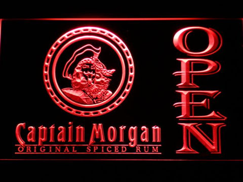 Captain Morgan Spiced Rum Open LED Neon Sign Electrical - Red - TheLedHeroes
