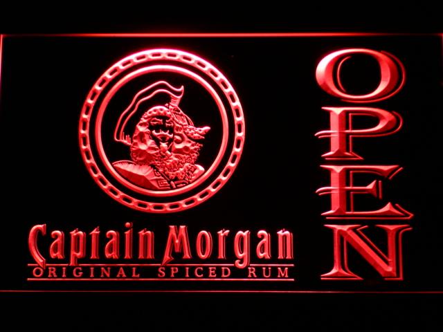 Captain Morgan Spiced Rum Open LED Neon Sign USB - Red - TheLedHeroes