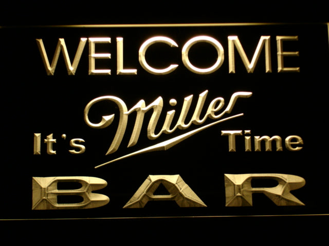 FREE Miller It's Time Bar LED Sign - Yellow - TheLedHeroes