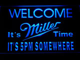 Miller It's Time It's 5pm Somewhere LED Neon Sign USB - Blue - TheLedHeroes