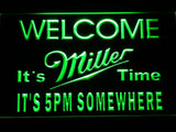 Miller It's Time It's 5pm Somewhere LED Neon Sign USB - Green - TheLedHeroes