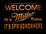 Miller It's Time It's 5pm Somewhere LED Neon Sign USB - Orange - TheLedHeroes