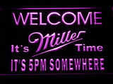 Miller It's Time It's 5pm Somewhere LED Neon Sign USB - Purple - TheLedHeroes