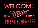 Miller It's Time It's 5pm Somewhere LED Neon Sign USB - Red - TheLedHeroes