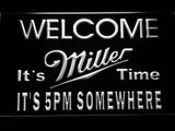 Miller It's Time It's 5pm Somewhere LED Neon Sign USB - White - TheLedHeroes
