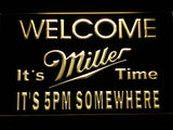 Miller It's Time It's 5pm Somewhere LED Neon Sign USB - Yellow - TheLedHeroes