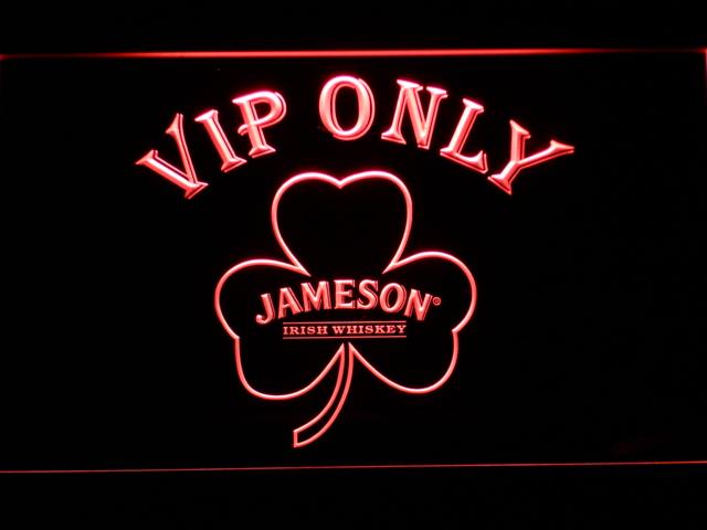 Jameson Shamrock VIP Only LED Neon Sign Electrical - Red - TheLedHeroes