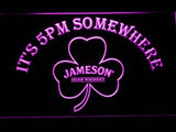 Jameson Shamrock It's 5pm Somewhere LED Neon Sign USB - Purple - TheLedHeroes