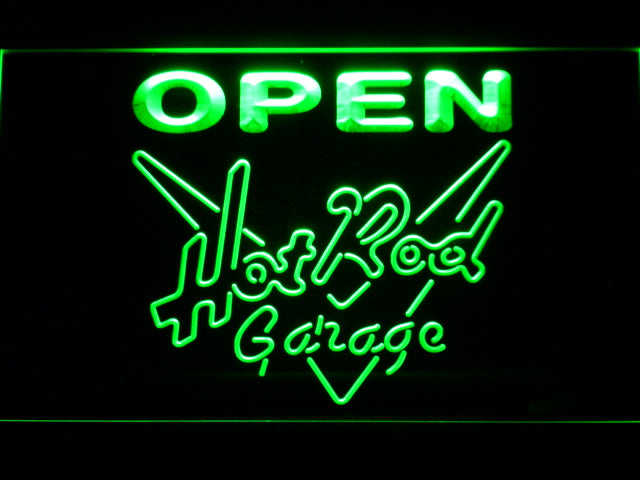 FREE Hot Rod Garage Open LED Sign - Green - TheLedHeroes