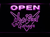 Hot Rod Garage Open LED Neon Sign Electrical - Purple - TheLedHeroes
