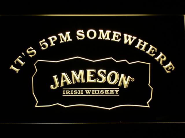 Jameson It's 5pm Somewhere LED Neon Sign Electrical - Yellow - TheLedHeroes