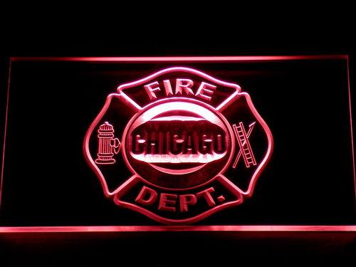 Chicago Fire Dept. LED Neon Sign USB - Red - TheLedHeroes