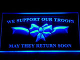 We Support our Troops LED Neon Sign Electrical - Blue - TheLedHeroes