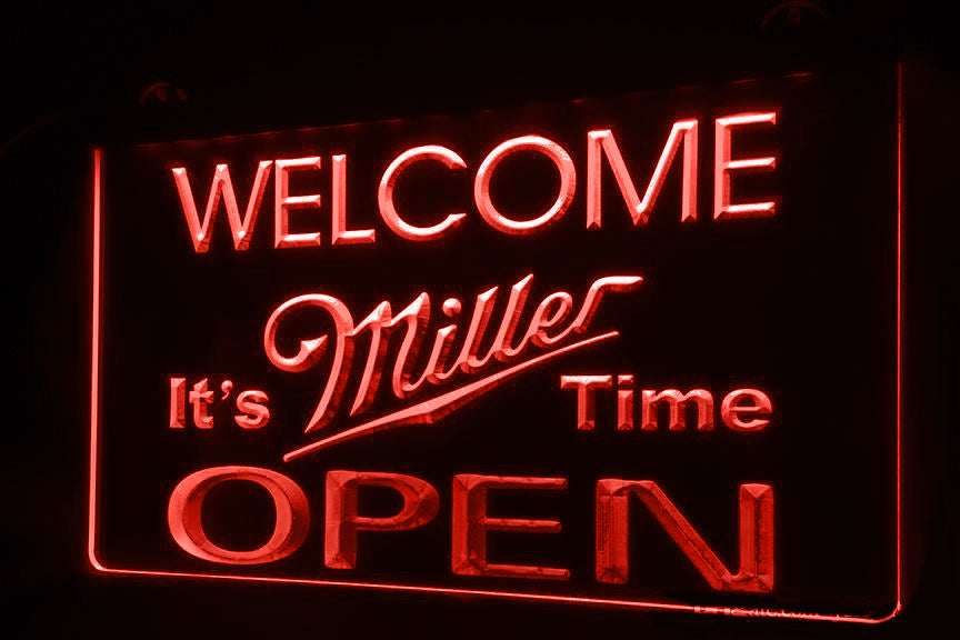 FREE Miller It's Time Open LED Sign - Red - TheLedHeroes