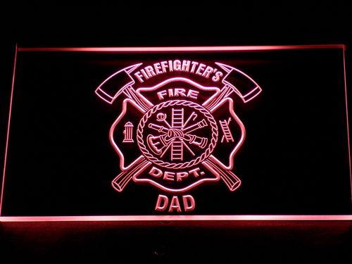 Firefighter's Dept. Dad LED Neon Sign USB - Red - TheLedHeroes