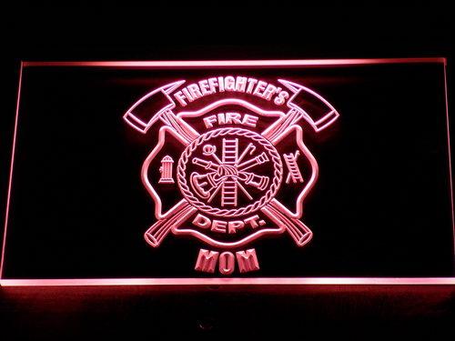Firefighter's Dept. Mom LED Neon Sign USB - Red - TheLedHeroes