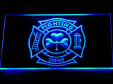 Fighting Irish Firefighter LED Neon Sign USB - Blue - TheLedHeroes