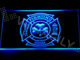 Shamrock Fighting Irish Fire Department LED Neon Sign Electrical - Blue - TheLedHeroes