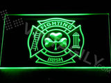 Shamrock Fighting Irish Fire Department LED Neon Sign USB - Green - TheLedHeroes