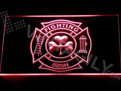 Shamrock Fighting Irish Fire Department LED Neon Sign USB - Red - TheLedHeroes