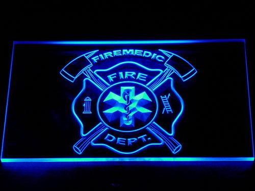 Firemedic Fire Dept. LED Neon Sign USB - Blue - TheLedHeroes