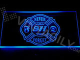 Never Forget 911 Firefighter Fire Dept LED Neon Sign Electrical - Blue - TheLedHeroes