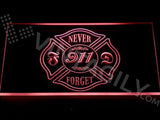 Never Forget 911 Firefighter Fire Dept LED Neon Sign Electrical - Red - TheLedHeroes