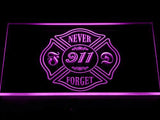 Never Forget 9/11 LED Neon Sign Electrical - Purple - TheLedHeroes