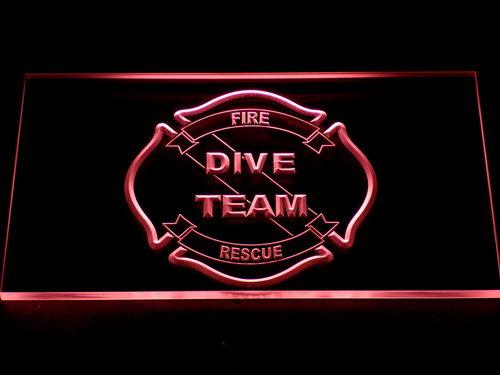 Fire Rescue Dive Team LED Neon Sign USB - Red - TheLedHeroes
