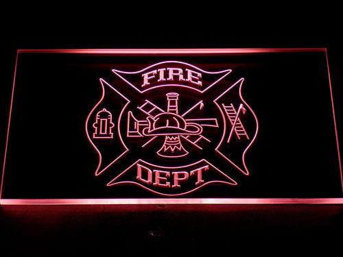 Fire Dept LED Neon Sign USB - Red - TheLedHeroes