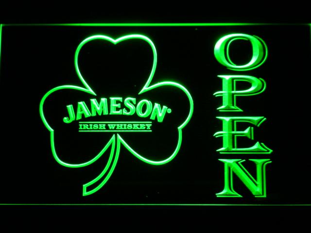 Jameson Shamrock Open LED Neon Sign USB - Green - TheLedHeroes