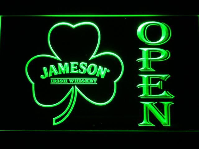 Jameson Shamrock Open LED Neon Sign Electrical - Green - TheLedHeroes